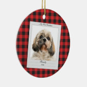 Eerste kerstcadeau Foto Pet Name Year Aangepast Keramisch Ornament (Rechts)
