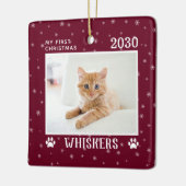 Eerste kerstcadeau Fotonaam jaar Aangepast Keramisch Ornament (Links)