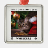 Eerste kerstcadeau Fotonaam schilderen Afdrukken A Metalen Ornament (Voorkant)