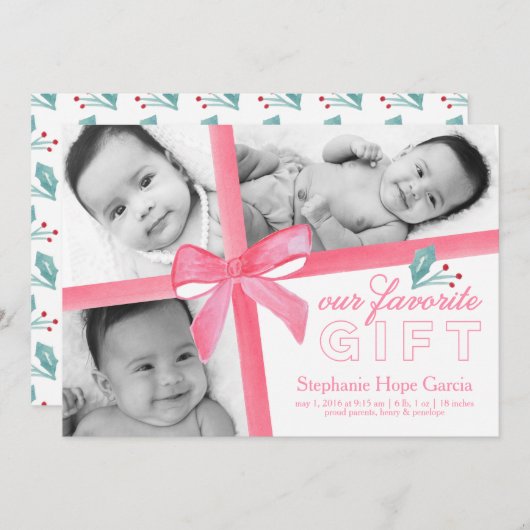 Eerste kerstcadeau | Kerstmis Feestdagenkaart (Voorkant / Achterkant)