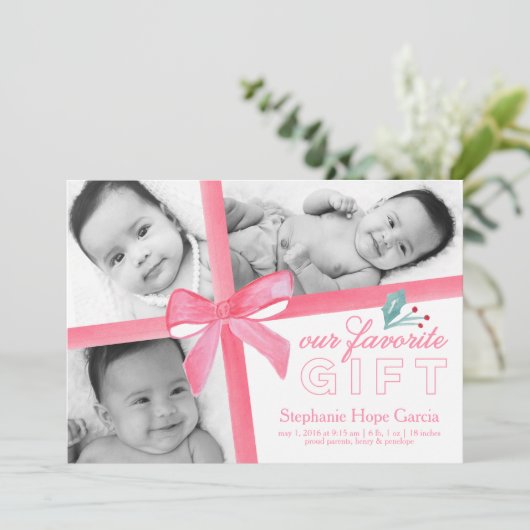 Eerste kerstcadeau | Kerstmis Feestdagenkaart (Staand voorkant)