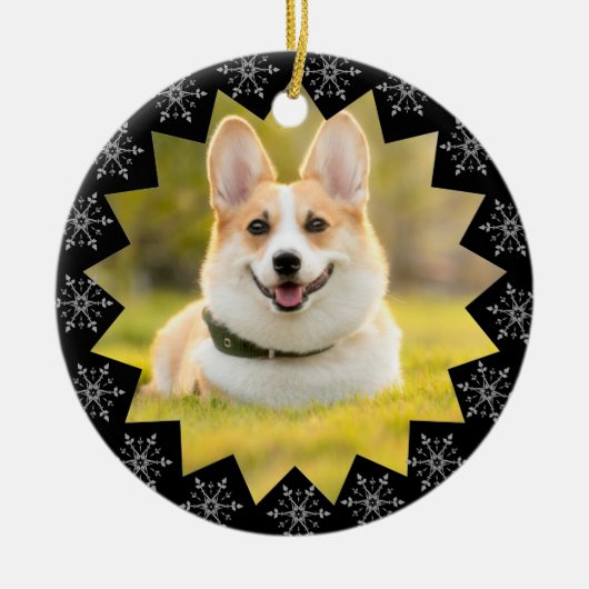 Eerste kerstcadeau Lijst Snowflake Keramisch Ornament (Voorkant)