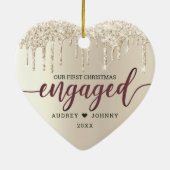 Eerste kerstcadeau met champagne Glitter Drivers Keramisch Ornament (Achterkant)