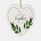 Eerste kerstcadeau samen voor koppel keramisch ornament (Rechts)