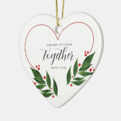 Eerste kerstcadeau samen voor koppel keramisch ornament (Links)