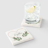 Eerste kerstcadeau samen voor koppel stenen onderzetter (Zijkant)