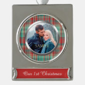 Eerste kerstcadeau verzilverd banner ornament (Voorkant)