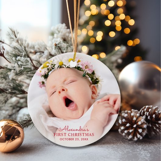 Eerste kerstcadeau voor baby keramisch ornament