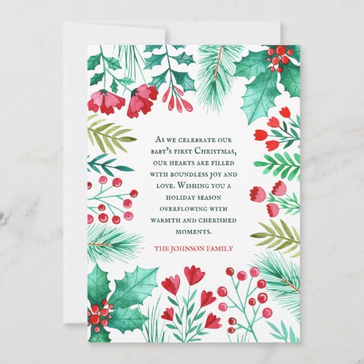 Eerste kerstcadeau voor baby Kerstfoto Feestdagenkaart (Achterkant)