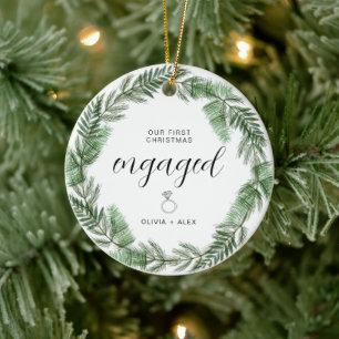 Eerste kerstcadeau voor koppels keramisch ornament