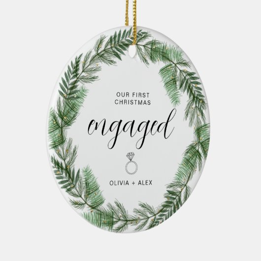 Eerste kerstcadeau voor koppels keramisch ornament (Rechts)