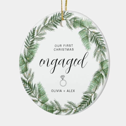 Eerste kerstcadeau voor koppels keramisch ornament (Links)