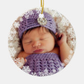 Eerste kerstcadeau voor meisje Snowflake Lijst fot Keramisch Ornament (Voorkant)