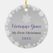 Eerste kerstcadeau voor meisje Snowflake Lijst fot Keramisch Ornament (Achterkant)