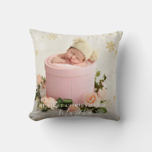 Eerste kerstcadeau voor meisje Snowflake Lijst fot Kussen