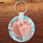 Eerste kerstcadeau voor meisje Snowflake Lijst fot Sleutelhanger (Achterkant)