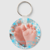 Eerste kerstcadeau voor meisje Snowflake Lijst fot Sleutelhanger (Achterkant)