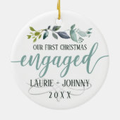 Eerste kerstcadeau Waterverf met groot monogram Keramisch Ornament (Achterkant)