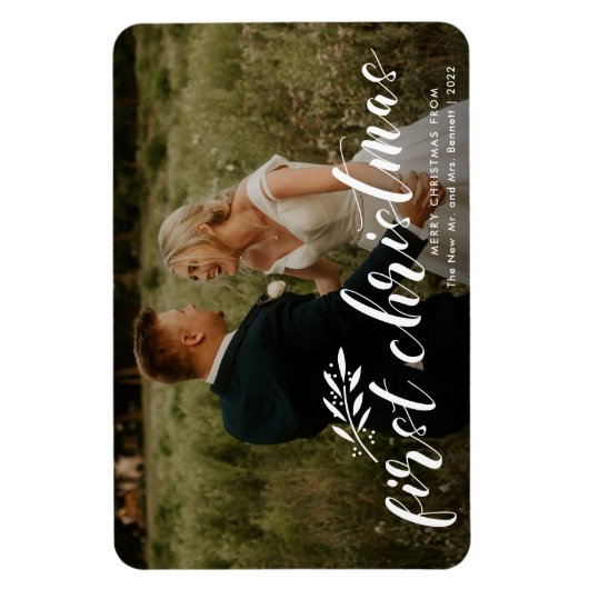Eerste kerstcadeaubon bruiloft magneet (Verticaal)