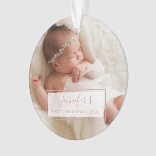 Eerste kerstcadeaudag voor baby-meisjes Foto Holid Ornament (voorkant)
