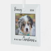 Eerste kerstcadeaufoto Aangepaste hond foto Glas Ornament (Voorkant links)