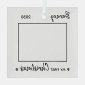 Eerste kerstcadeaufoto Aangepaste hond foto Glas Ornament (Achterkant)