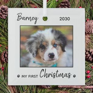 Eerste kerstcadeaufoto Aangepaste hond foto Glas Ornament
