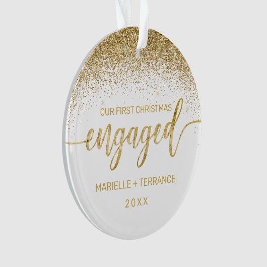 Eerste kerstcadeaufoto Gold Glitter Script Ornament (voorkant)