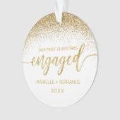 Eerste kerstcadeaufoto Gold Glitter Script Ornament (voorkant)