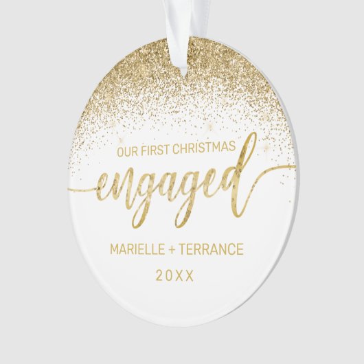Eerste kerstcadeaufoto Gold Glitter Script Ornament (voorkant)