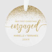Eerste kerstcadeaufoto Gold Glitter Script Ornament (voorkant)
