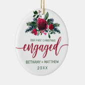 Eerste kerstcadeaufoto Waterverf Roos foto Keramisch Ornament (Rechts)