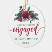 Eerste kerstcadeaufoto Waterverf Roos foto Keramisch Ornament (Links)