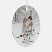 Eerste kerstcadeautje Aangepaste foto Zwart script Metalen Ornament (Voorkant Rechts)