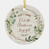 Eerste kerstcadeautje Birch Eucalyptus Foto Keramisch Ornament (Voorkant)