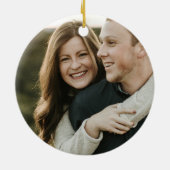 Eerste kerstcadeautje Birch Eucalyptus Foto Keramisch Ornament (Achterkant)