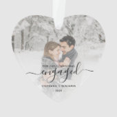 Eerste kerstcadeautje Foto Black Script Heart Ornament (achterkant)