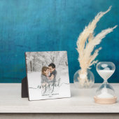 Eerste kerstcadeautje Foto donkergroen script Fotoplaat (Insitu)