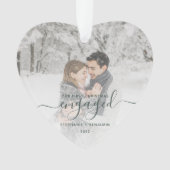 Eerste kerstcadeautje Foto Green Script Heart Ornament (voorkant)