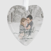 Eerste kerstcadeautje Foto Green Script Heart Ornament (voorkant)