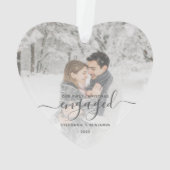 Eerste kerstcadeautje Foto grijs script Ornament (achterkant)