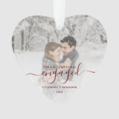 Eerste kerstcadeautje Foto Rood Script Ornament (voorkant)