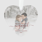 Eerste kerstcadeautje Foto Rood Script Ornament (achterkant)