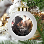 Eerste kerstcadeautje Foto wit script Keramische Bal Ornament