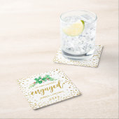 Eerste kerstcadeautje Gold Script Holly Monogram Kartonnen Onderzetters (Insitu)