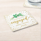 Eerste kerstcadeautje Gold Script Holly Monogram Kartonnen Onderzetters (Schuin)