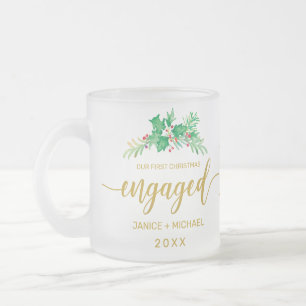 Eerste kerstcadeautje Gold Script Holly Monogram Matglas Koffiemok
