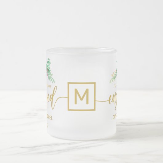 Eerste kerstcadeautje Gold Script Holly Monogram Matglas Koffiemok (Center)