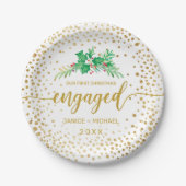 Eerste kerstcadeautje Gold Script Holly Monogram Papieren Bordje (Voorkant)