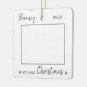 Eerste kerstcadeautje - Gray Dog Pet-foto Keramisch Ornament (Links)